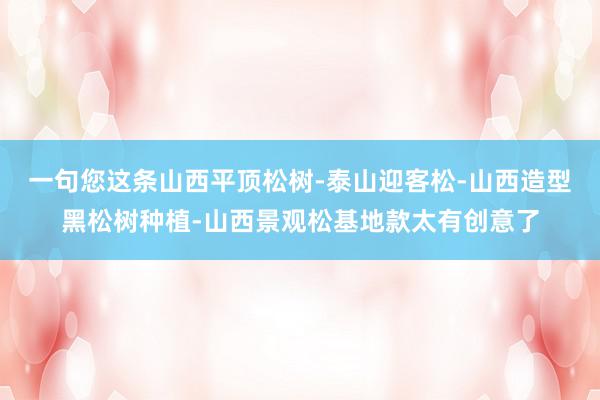 一句您这条山西平顶松树-泰山迎客松-山西造型黑松树种植-山西景观松基地款太有创意了